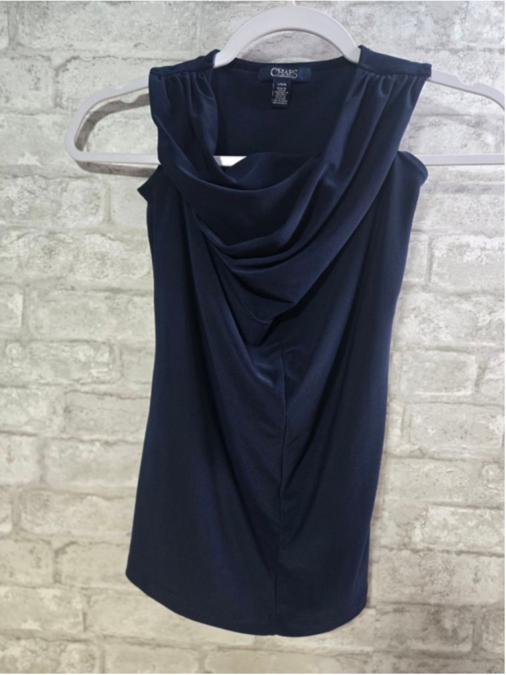 CHAPS Navy Cowl Neck Tank Top L